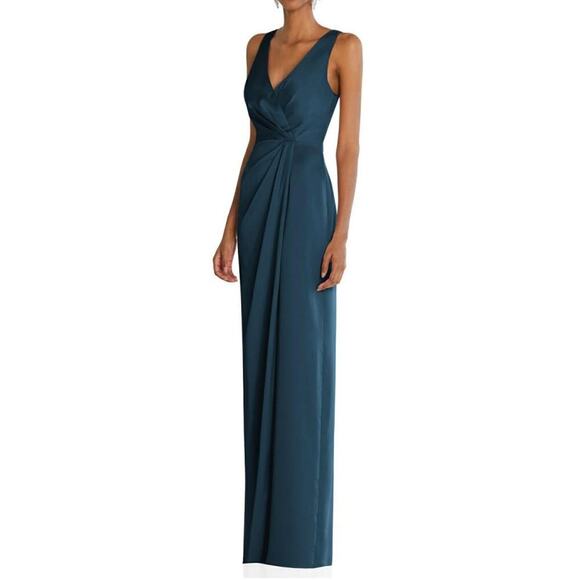 NWOT After Size Formal Gown DRAPED TULIP BRIDESMAID DRESS Size 22 W‎ Blue - Picture 1 of 12